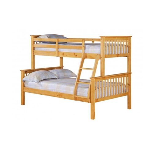 High Quality Pine Wood Triple Adults Bunk Bed - Oak