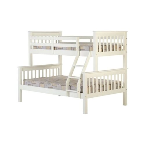 High Quality Pine Wood Triple Adults Bunk Bed - White