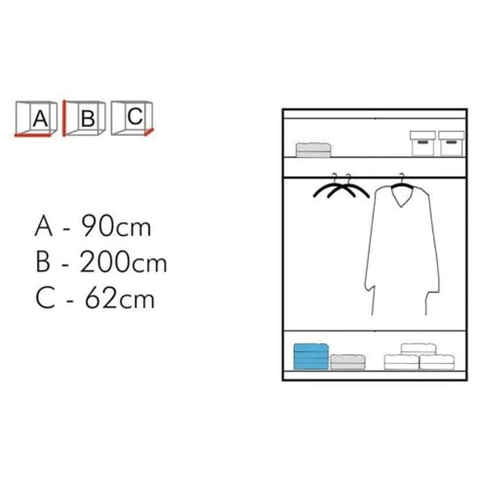 Chicago Mirror Sliding Door 90cm Wardrobe - Wenge 3 Chicago Mirror Sliding Door 90cm Wardrobe - Wenge - Image 3
