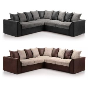 5 seater full corner sofas in pvc and jumbo cord fabric3