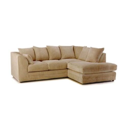 Zealous Jumbo Cord L Shape 4 Seater Corner Sofa In Camel – Right Side