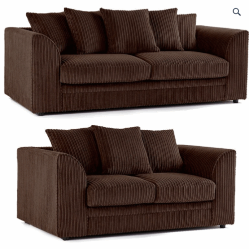 Zealous Jumbo Cord 3 Seater And 2 Seater In Chocolate Brown