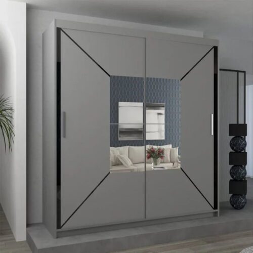 Nicole Hilton Mirror Sliding Door 180cm Wardrobe - Grey
