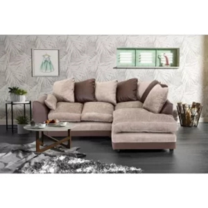 Aruba Dylan chenille fabric corner sofa in brown and beige