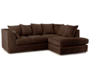 Jumbo Cord L Shape 4 Seater Corner Sofa In Chocolate Brown – Right Side