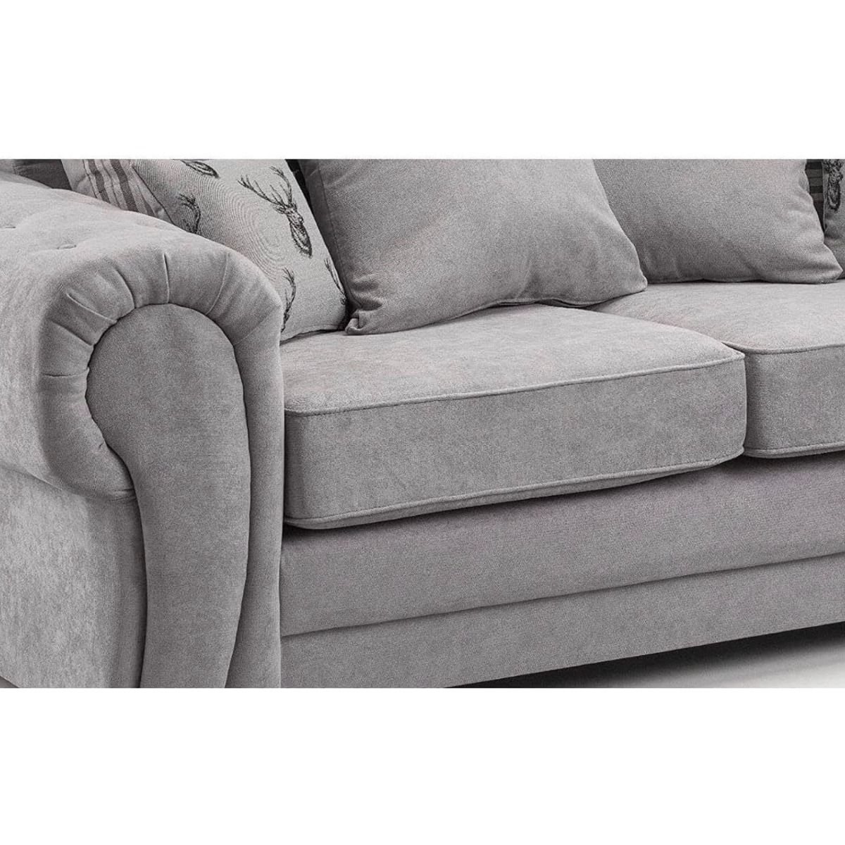 Verona High Back Chenille Fabric Sofa - Grey 6 Verona High Back Chenille Fabric Sofa - Grey - Image 6