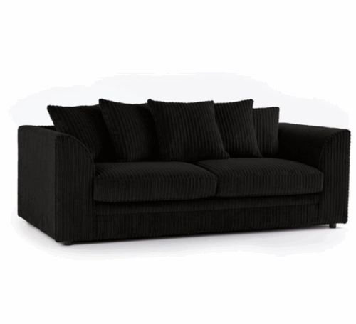 Zealous Jumbo Cord 3 Seater In Black